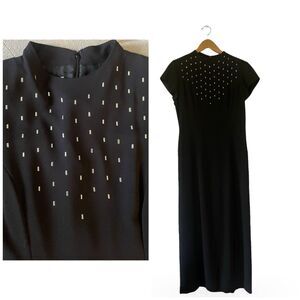 David Warren New York Size 8 Black/Silver Vintage Long Full Length Dress Formal